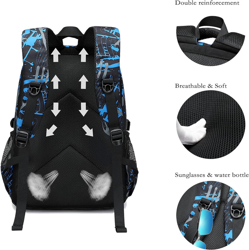 Mochila Escolar modelo Asge para meninos + Kit bolsa secundaria e Brinde