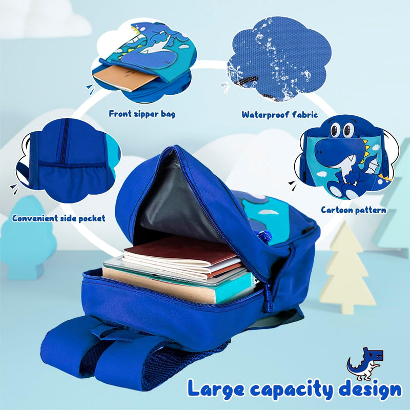 Mochila Escolar modelo DinoSharge para meninos + Kit Lancheira e Brinde