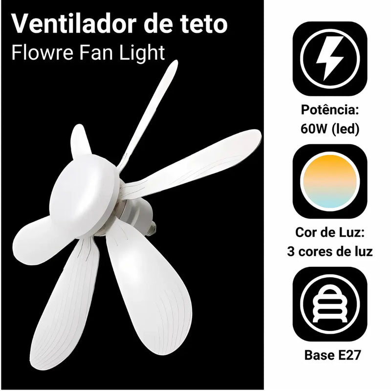 Ventilador de Teto Flower Fan Light com Lâmpada LED - 6 Hélices