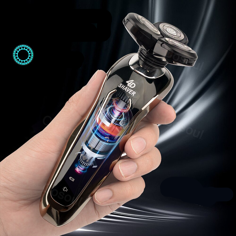 Barbeador Elétrico Portátil Recarregável - 3 Lâminas Impermeável - Barber TRIO