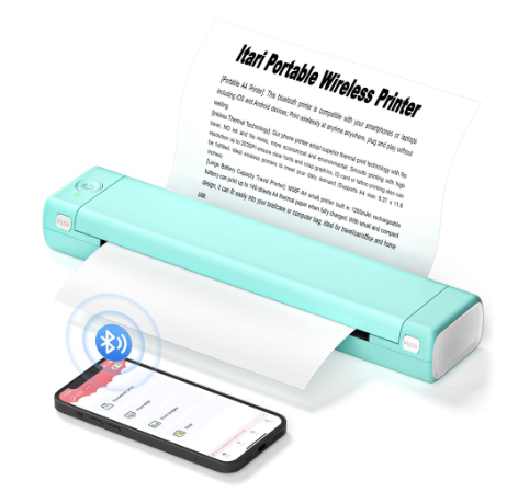 M08F Impressora Bluetooth Térmica - Portátil e sem fio, Papel A4