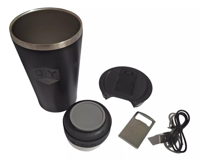 Copo Térmico 420ml Com Caixa De Som Bluetooth  Acoplada