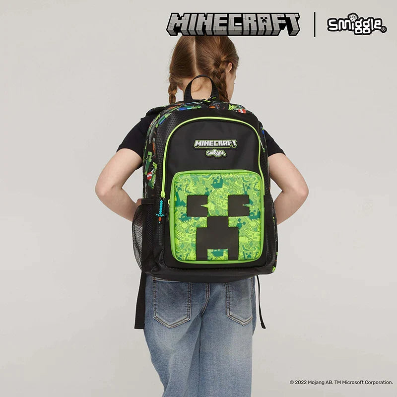 Mochila Escolar Smiggle Minecraft - Kit com lancheira + 1 garrafa térmica de brinde