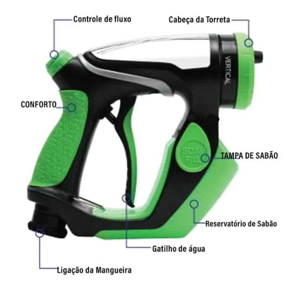 Bocal Esguicho Jato de Alta Pressão com Dispenser Sabão - Flex Washer