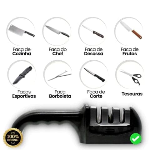 Amolador Afiador de Facas Profissional 3 Opções de Afiar - Chef Pro