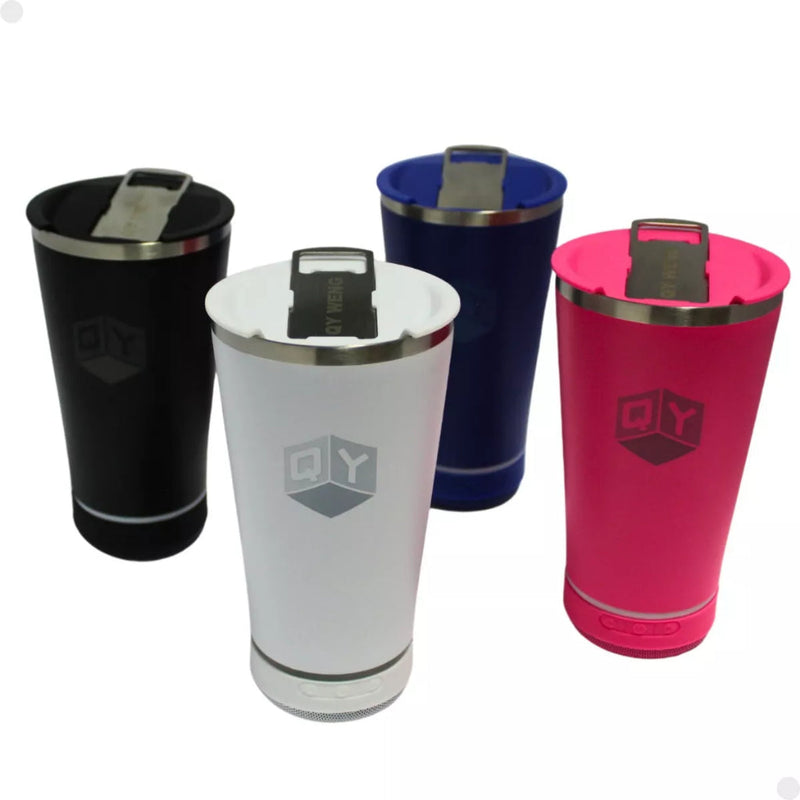 Copo Térmico 420ml Com Caixa De Som Bluetooth  Acoplada