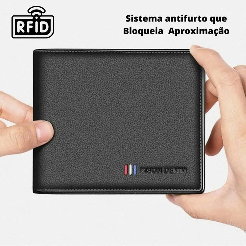 Carteira Masculina de Couro Legítimo - Modelo Elite