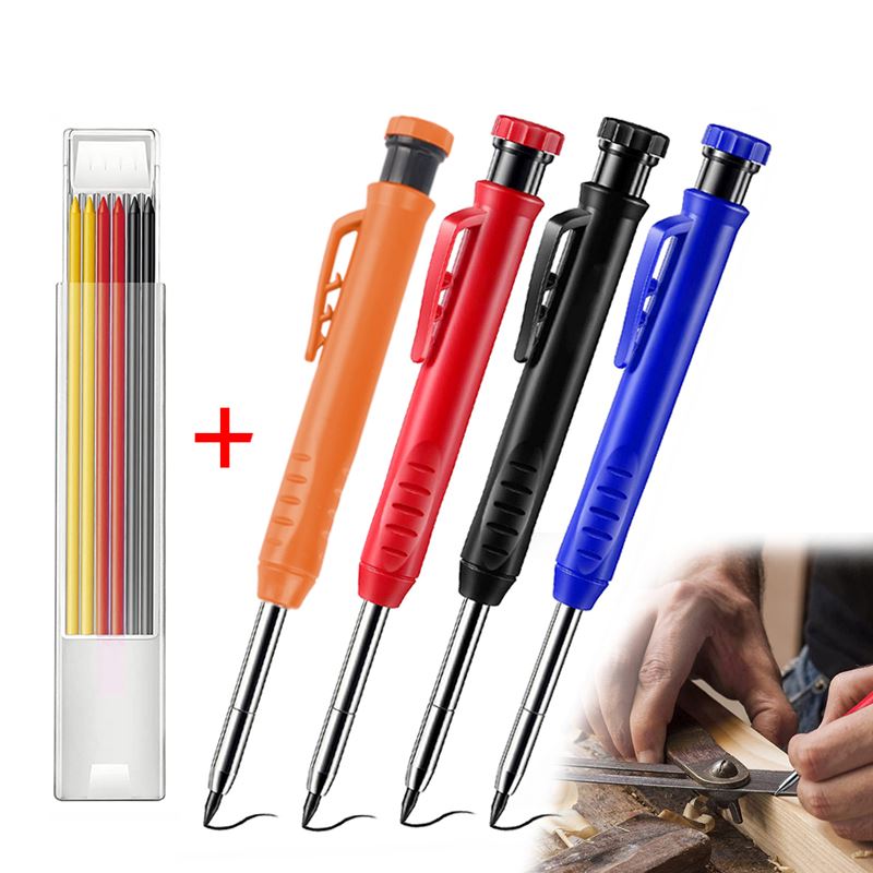 Conjunto De Lápis De Carpinteiro Sólido - Com Refil