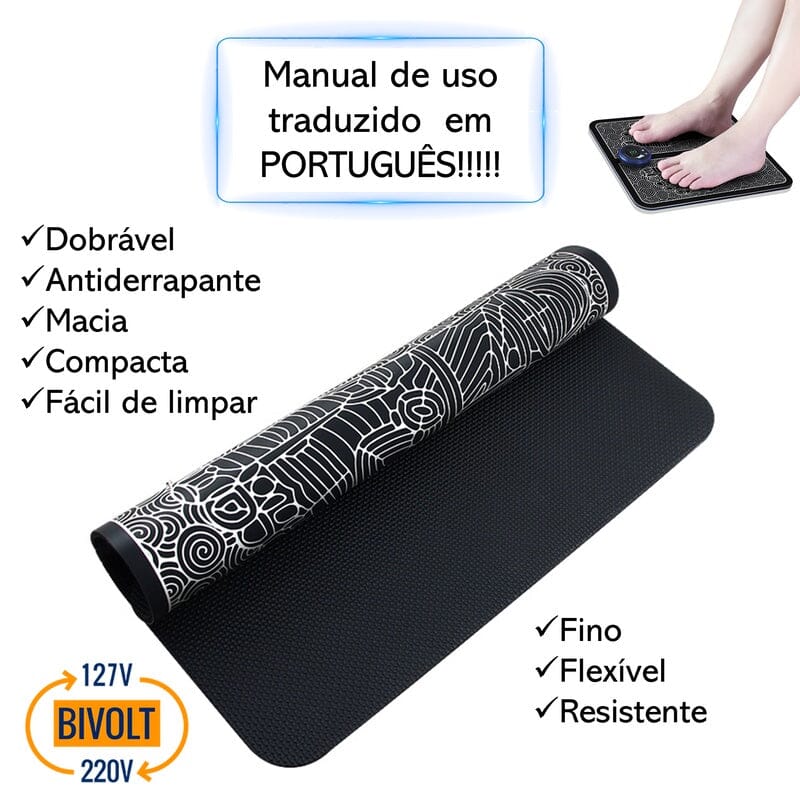 Massageador Elétrico Para Os Pés - Tapete Shiatsu + Controle Portátil