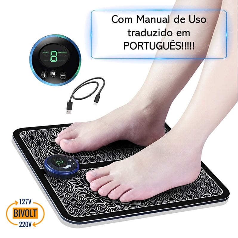 Massageador Elétrico Para Os Pés - Tapete Shiatsu + Controle Portátil