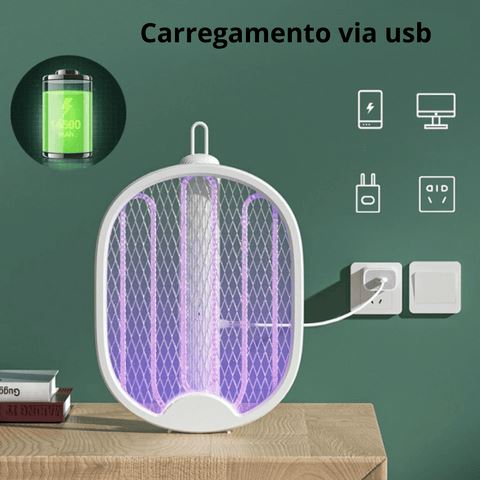 Raquete Elétrica Mata Mosquito Com Ultravioleta